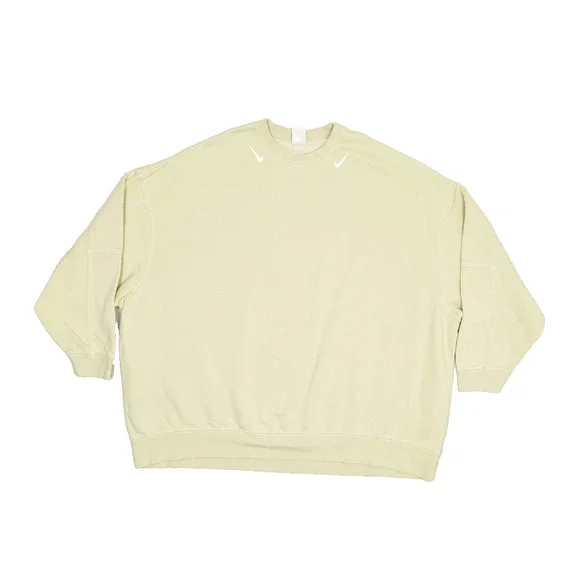 Nike Unisex Big & Tall Size XL Beige Embroidered Swoosh Sweatshirt Oversized - Picture 1 of 8